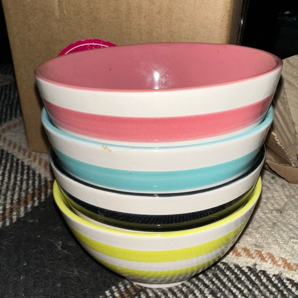 NEW in box! Set of 4 Thirty One ice cream bowls-striped multi-color - Picture 1 of 8